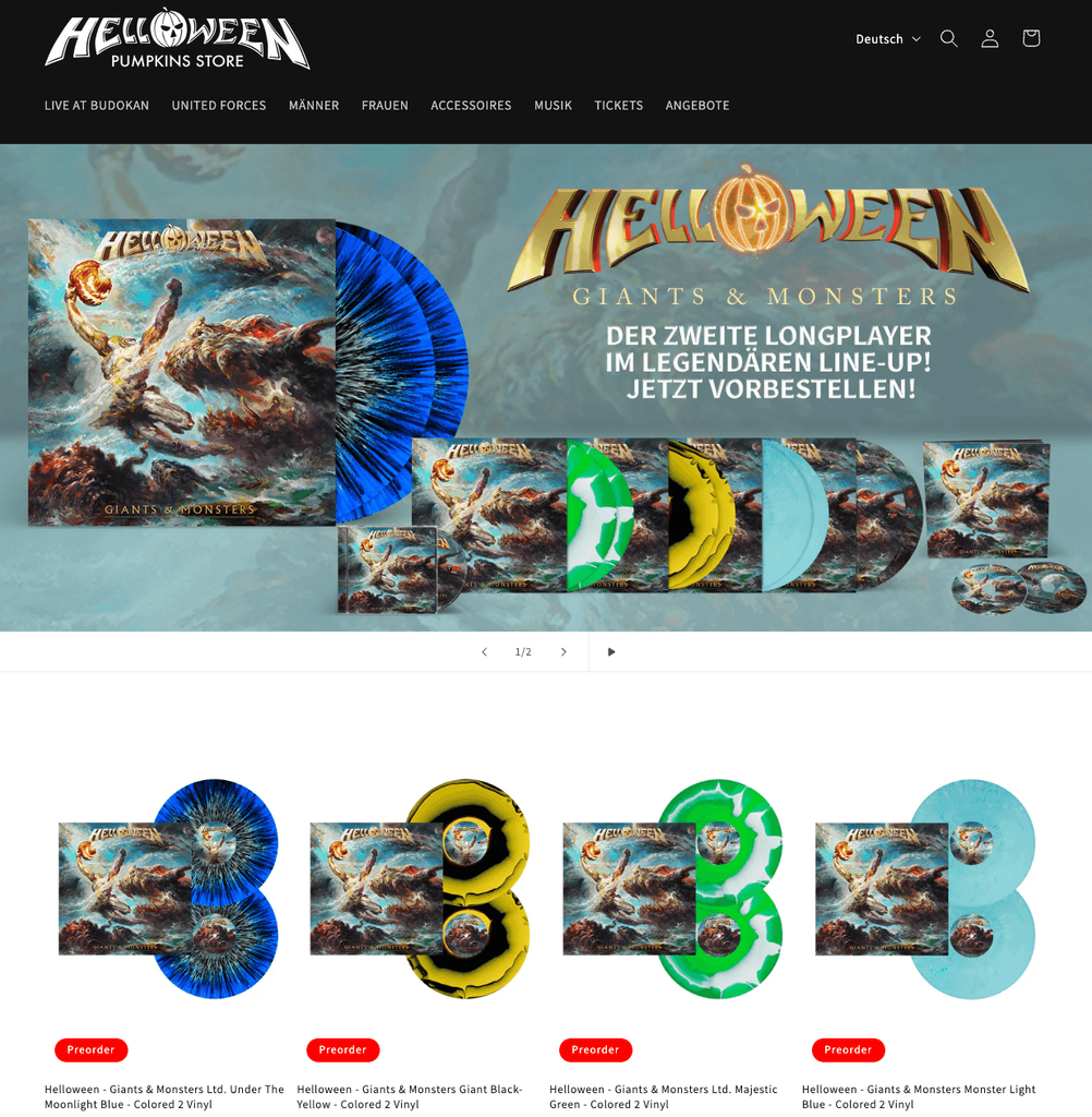 Screenshot of the Helloween white-label shop