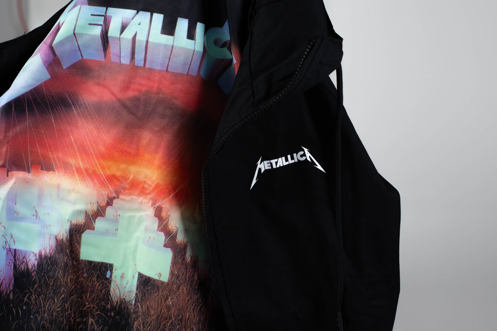 A jacket from the band Metallica with a print