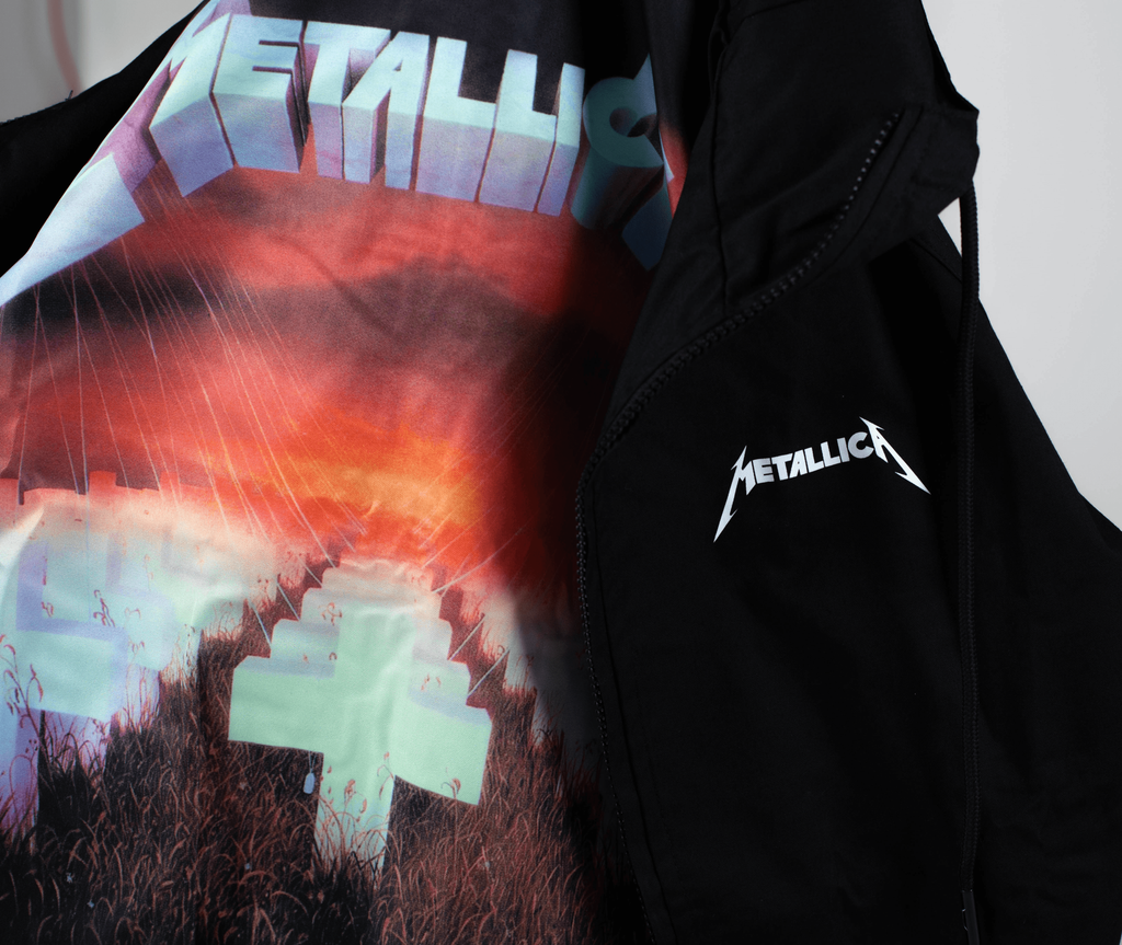 A jacket from the band Metallica with a print